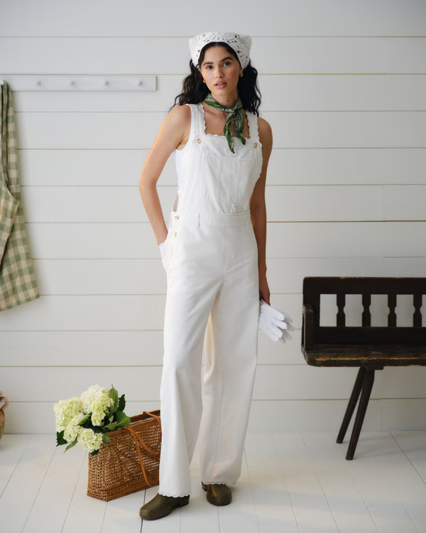 Embroidered Trim Overall Jumpsuit | Abercrombie & Fitch (US)