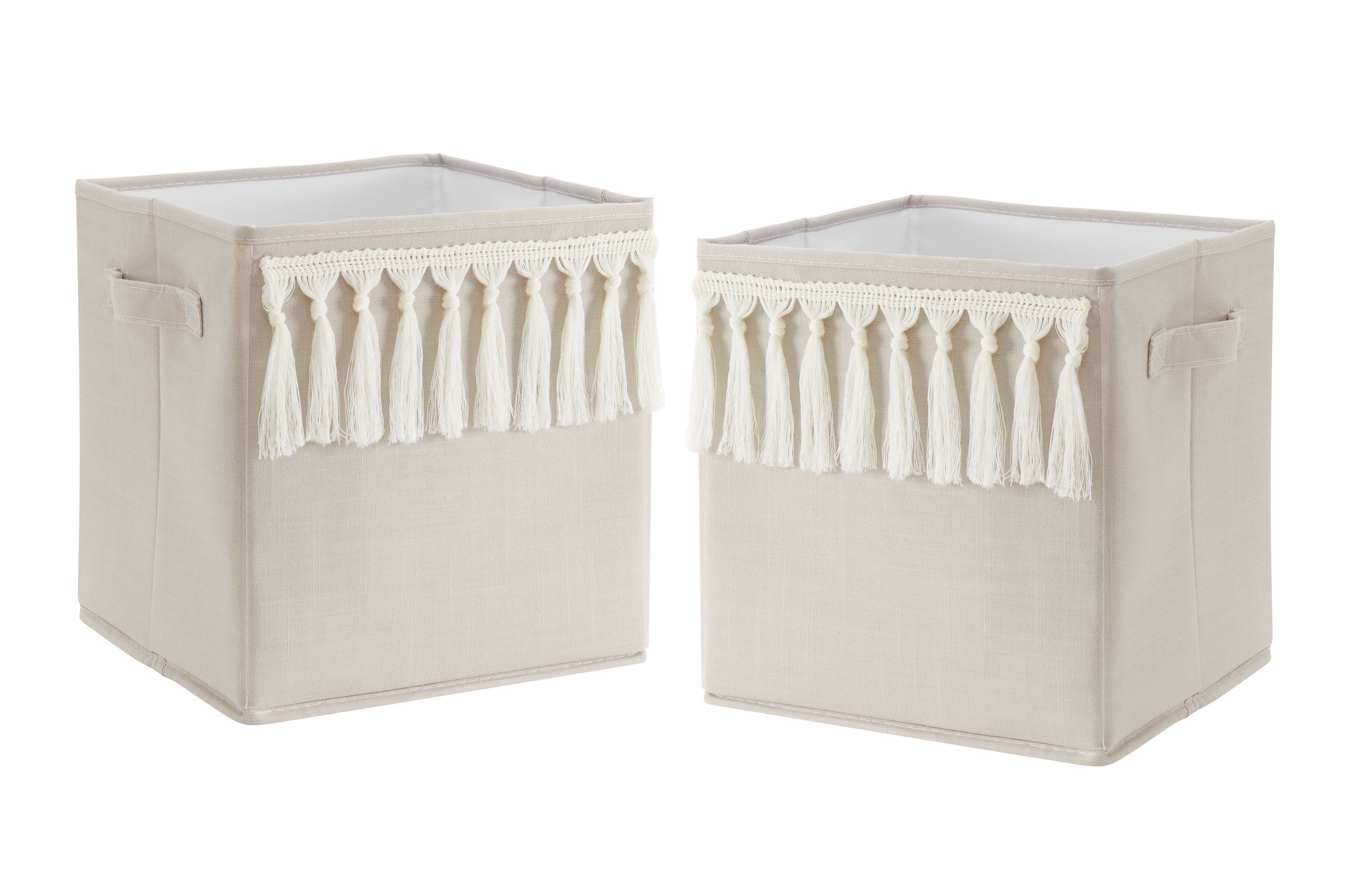 Boho Fringe Linen Fabric Storage Bin (Set of 2) by Sweet Jojo Designs - Walmart.com | Walmart (US)