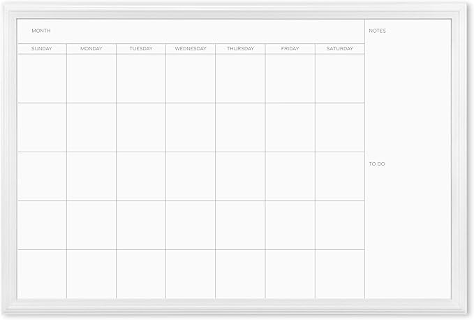 U Brands Magnetic Dry Erase Calendar Board, 20 x 30 Inches, White Wood Frame (2075U00-01) | Amazon (US)