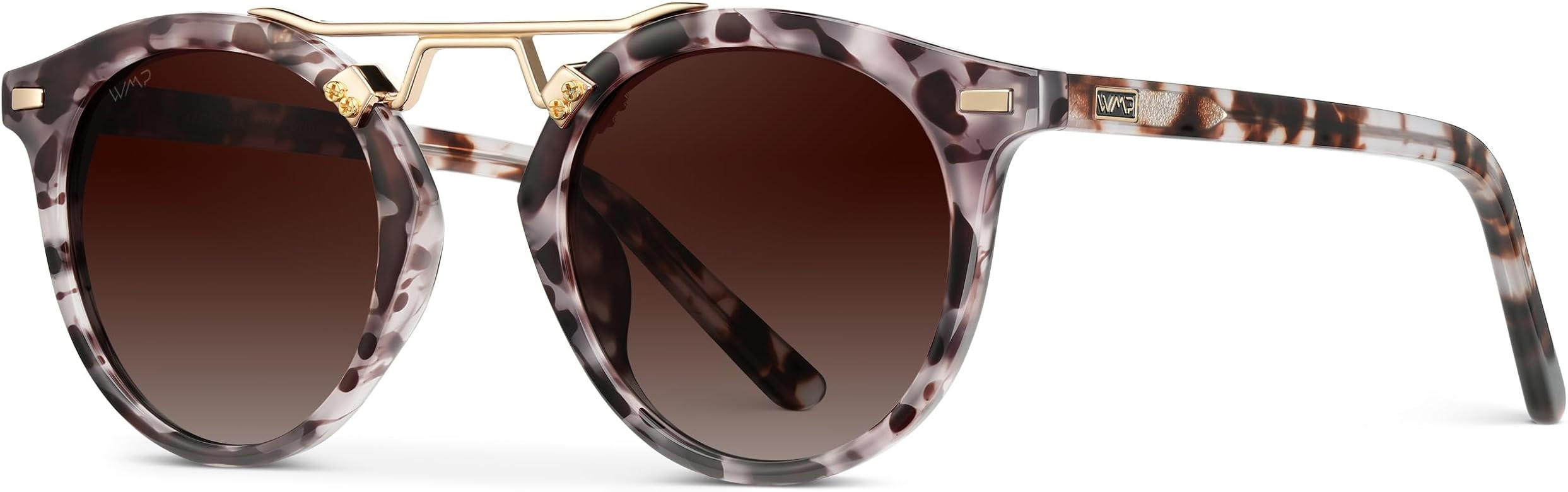 WearMe Pro - Women's Polarized, Round Retro, Double-Bridge Vintage Sunglasses | Amazon (US)