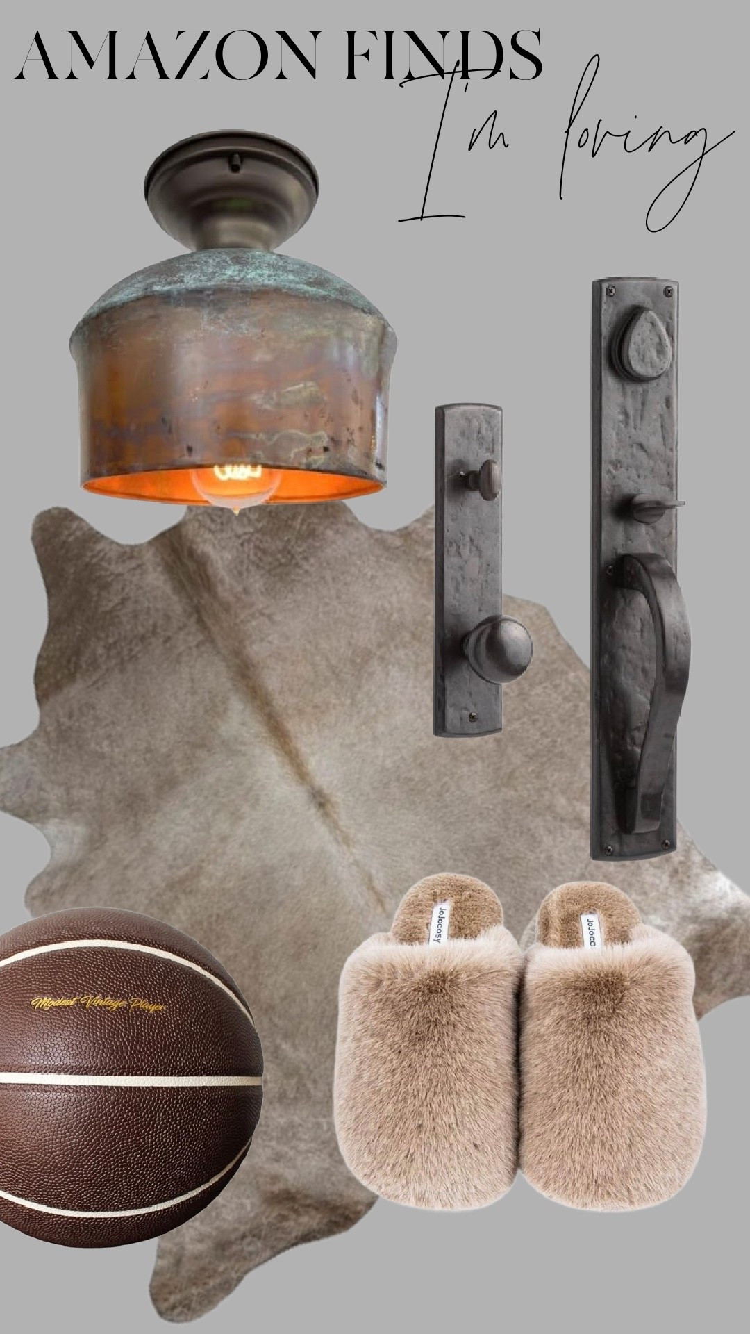 Amazon finds I’m loving lately 🤎

Moody metals, rich texture, and cozy layers — all with that rustic modern edge. The aged flush mount has the prettiest patina, the heavy iron door hardware feels custom, and that hide rug instantly warms up a space.

Also… the faux fur slippers are next-level cozy (and so good for gifting).

These are the kinds of pieces that make a home feel collected and layered without the designer markup. Everything is linked here.

#LTKHome #LTKSaleAlert #LTKBeauty