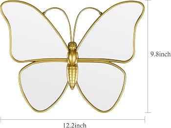 Decorative Butterfly Wall Mirror with Gold Plastic Frame (12.2 x 9.8 inch) | Amazon (US)