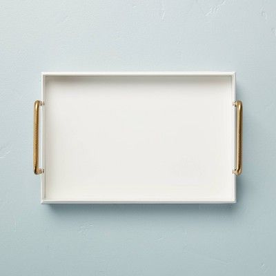 Rectangular 8"x12" Metal Decor Tray Cream/Brass - Hearth & Hand™ with Magnolia | Target