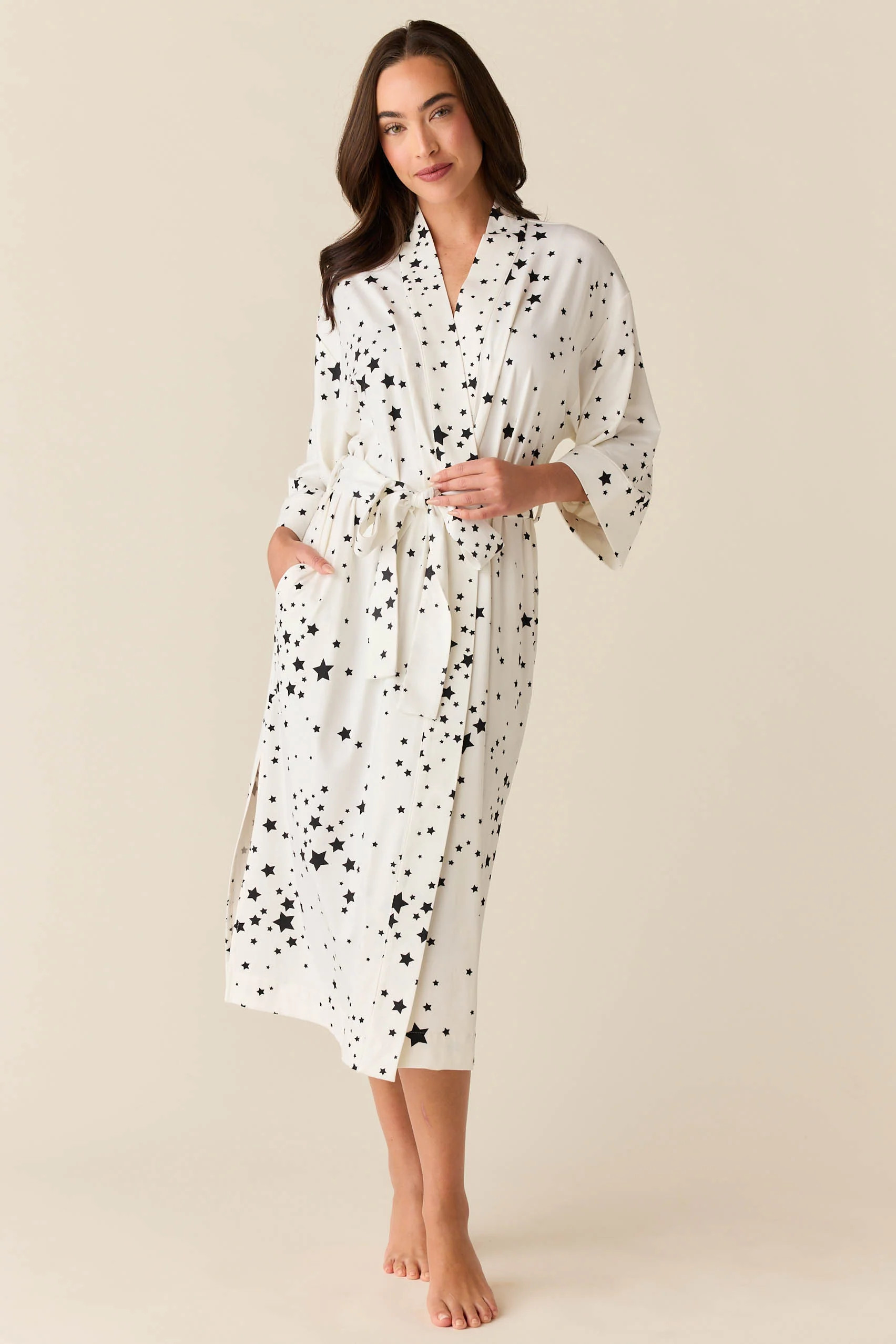 Vera Cloud Jersey Midi Robe in White Stars | MASONgrey