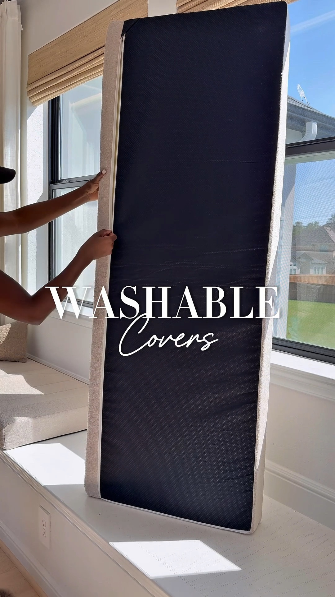 Total game changer! 🙌 These waterproof cushions are fully customizable—even down to the thickness. Choose from 12 colors, 2 shapes, 6 thicknesses, and 99+ sizes to get the perfect fit for your space.

✨ My design picks:
	- Cushion: 4.5” thickness, Beige 2
	- Blinds: Color #Ln36 Beige, Inside Mount, 100% Blackout White Liner, No Edge Binding
	- Curtains: Natural, 40W x 84L

Create your perfect combo and style your space your way! ✨
👉 Tap the link to shop and customize yours today!

#LTKSaleAlert #LTKStyleTip #LTKHome