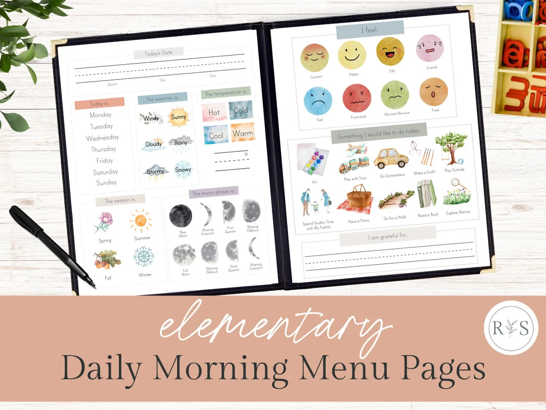 Morning Menu Daily Sheet | Morning Time Elementary | Morning Time Homeschool  | Daily Homeschool ... | Etsy (US)