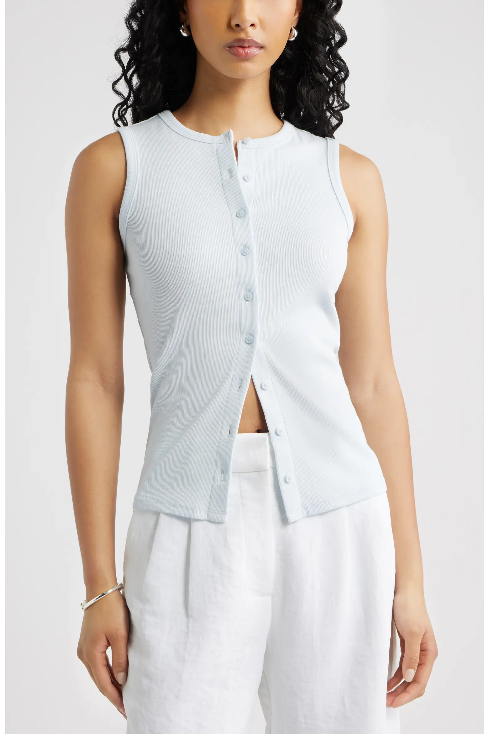 Rib Button-Up Tank (Women) | Nordstrom | Nordstrom