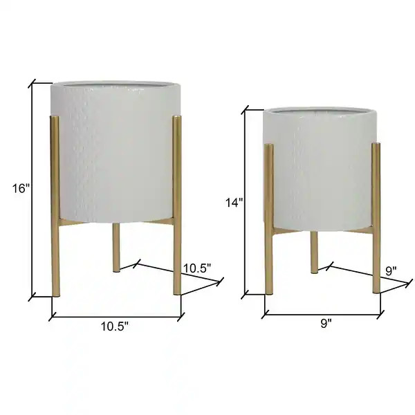 Gianna Modern White Indoor Metal Planters with Gold Legs(Set of 2) - Bed Bath & Beyond - 31864141 | Bed Bath & Beyond