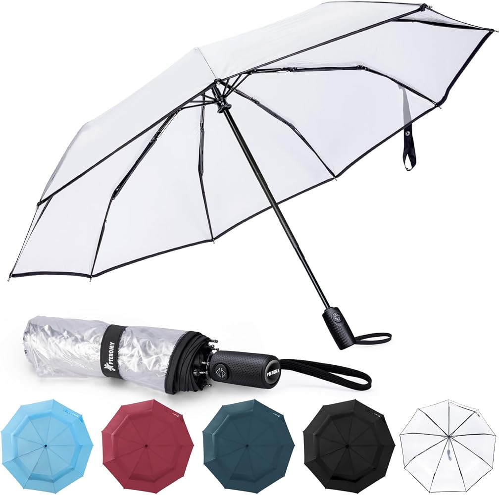 PTEROMY Windproof Travel Umbrellas for Rain and Sun, Withstands 85MPH Winds Auto Open Close Foldi... | Amazon (US)