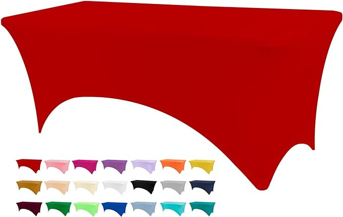 Table Covers for 6 Foot Tables, Red Washable and Wrinkle Resistant Stretch Tablecloths Rectangle ... | Amazon (US)
