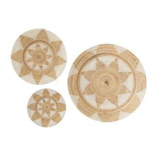 Litton Lane Rattan Light Brown Handmade Woven Basket Plate Wall Decor (Set of 3) 62814 - The Home... | The Home Depot