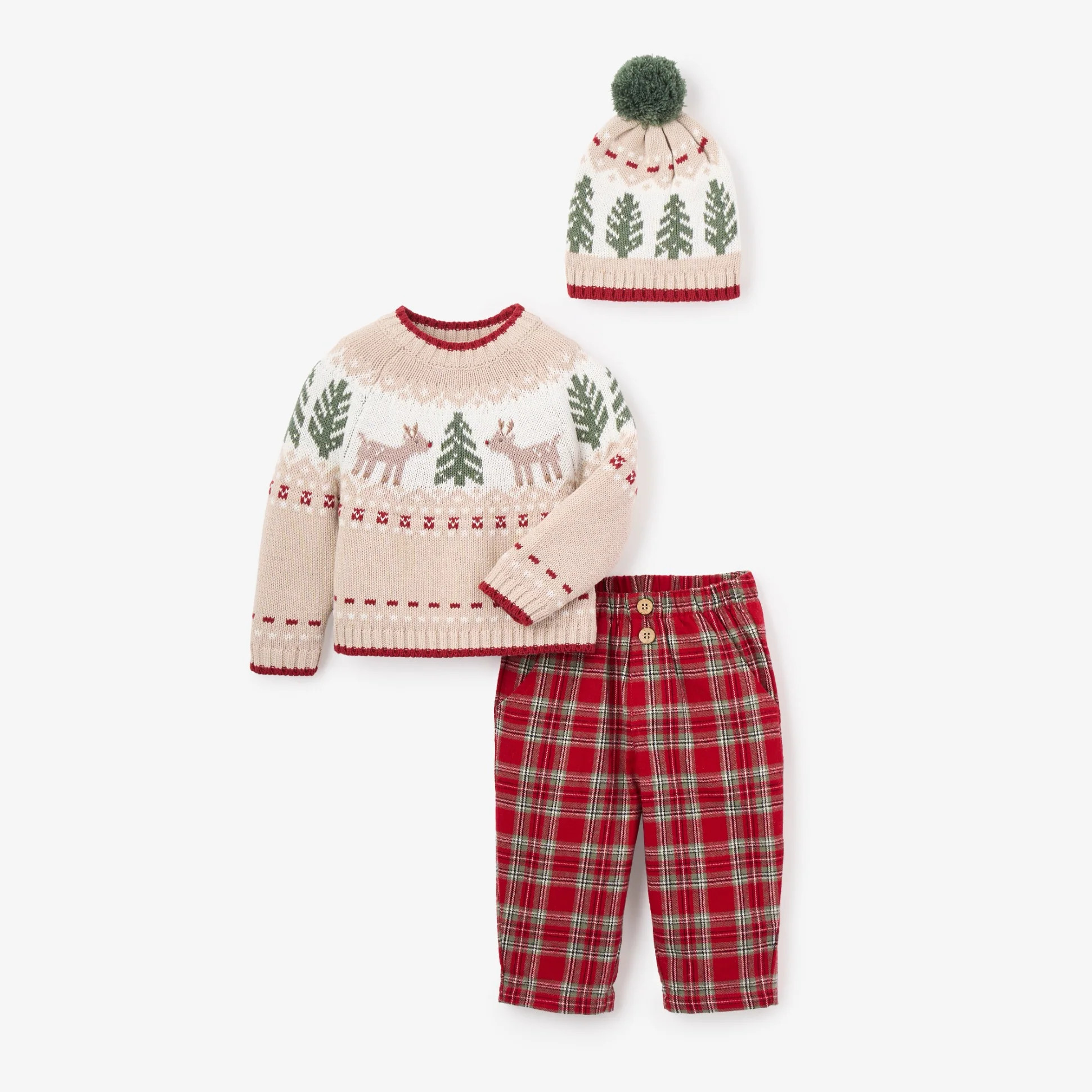 Holiday Fairisle Sweater + Tartan Pant Set | Elegant Baby