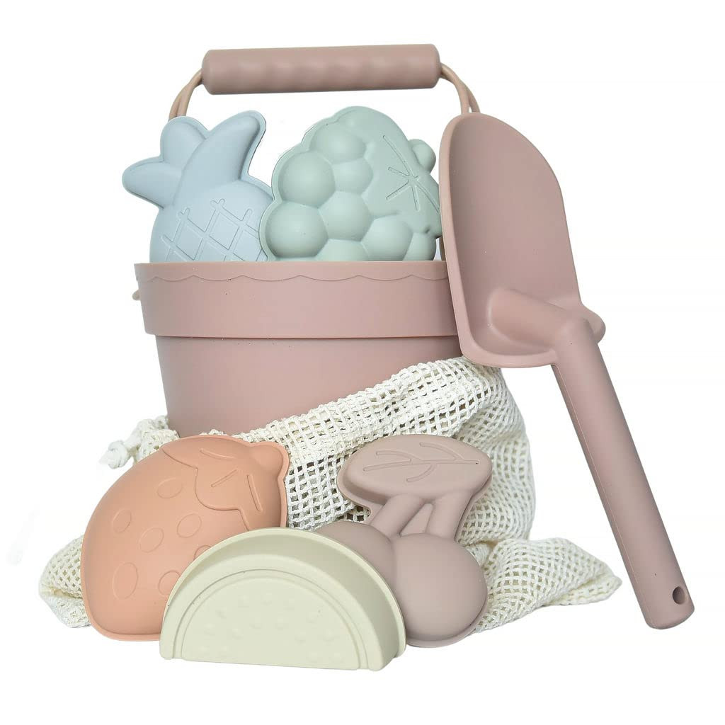 Silicone Toy Set - Eco-Friendly, Easy to Clean, 5 Sand Toy Molds, Shovel & Beach Bag - Toys for K... | Amazon (US)