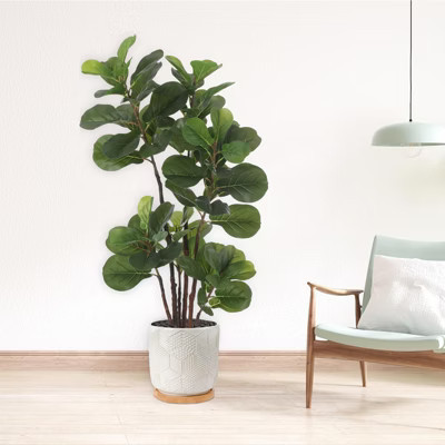 Faux Fiddle Leaf Fig Tree, Decorative Fiddle Leaves, Artificial Trees for Home Indoor Outdoor Living Room Office Porch Decor | Target