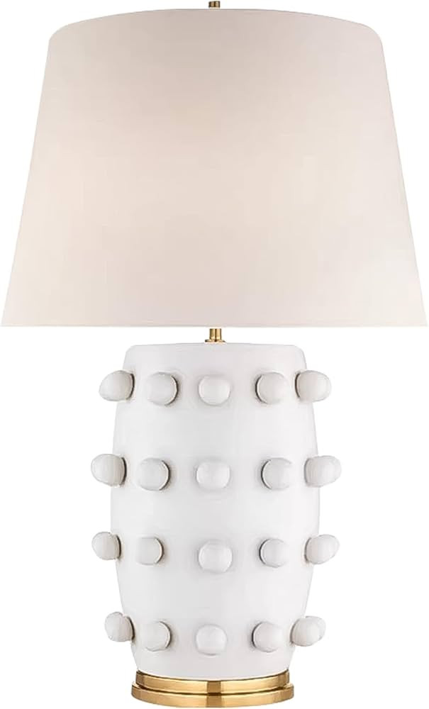 ShinGlow White Ball Farmhouse Ceramic Table Lamp Classic Nightstand Large Linden Lamp with Fabric... | Amazon (US)