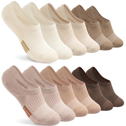 Toes Home No Show Socks Womens Cushioned Low Cut Athletic Hidden Liner Socks for Sneakers Footies Ankle Sports Invisible Running Socks 6 Pairs Tan Size 6-9 | Amazon (US)