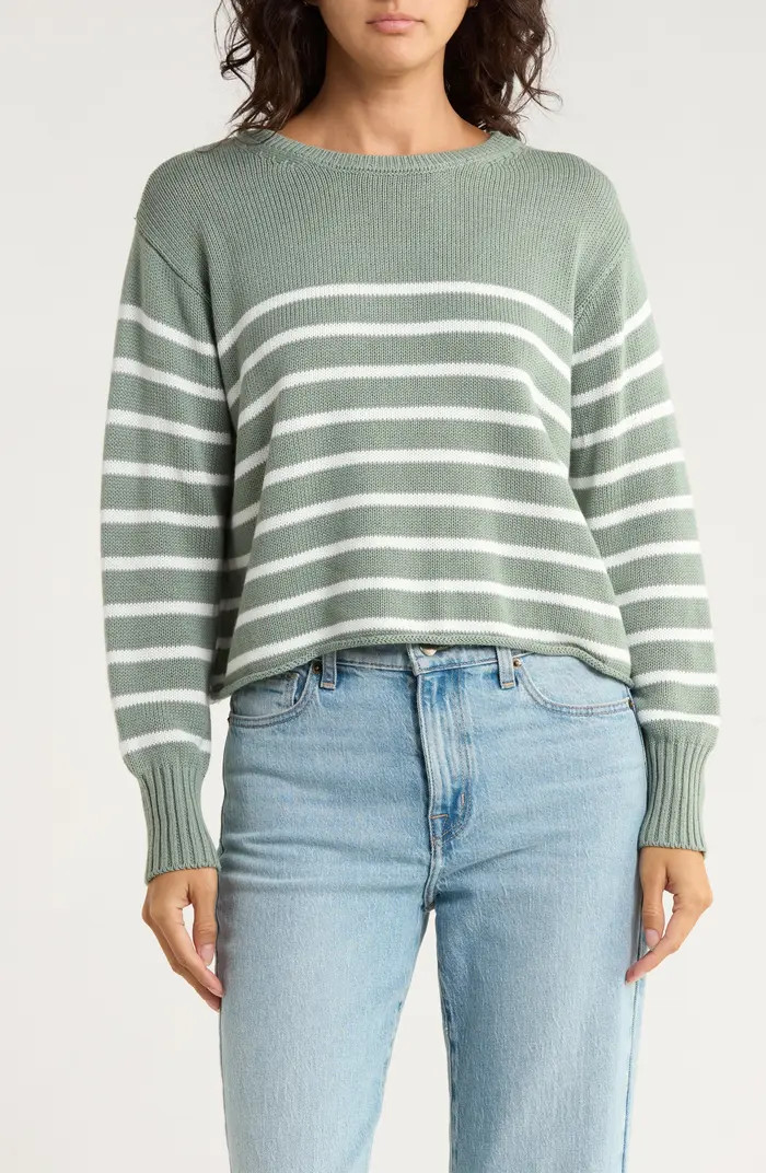 Vigoss Stripe Boxy Crop Cotton Blend Sweater | Nordstromrack | Nordstrom Rack