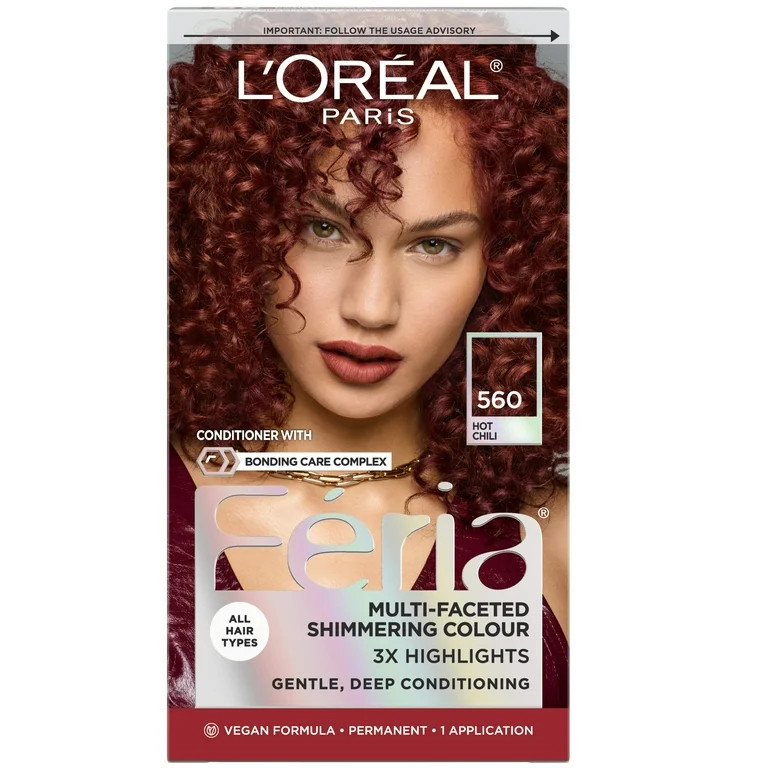 L'Oreal Paris Feria Multi-Faceted Shimmering Permanent Hair Color, 560 Hot Chili, 1 kit | Walmart (US)