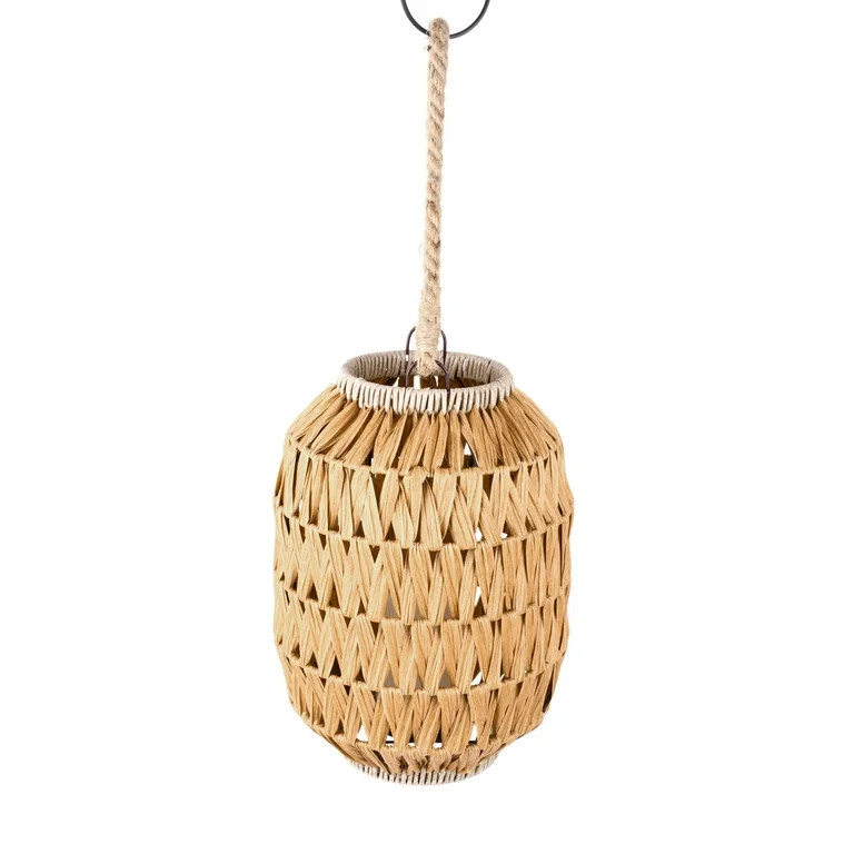 Better Homes & Gardens Battery Powered Outdoor Yellow Rattan LED Lantern | Walmart (US)