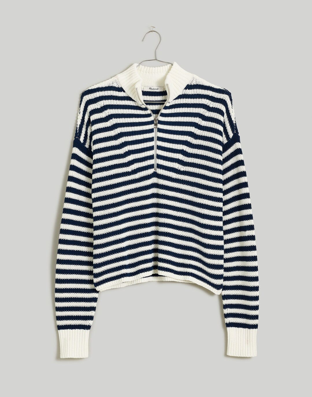 Ribbed Half-Zip Sweater in Stripe | Madewell