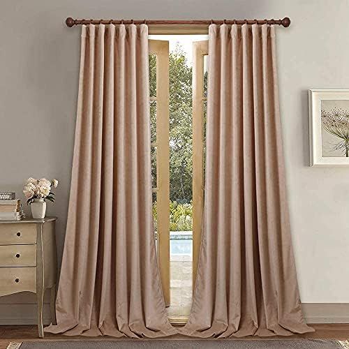 StangH Blush Velvet Curtains 108 Inches - Softness Velvet Fabric Kids Room Curtain Panels Room Darke | Amazon (US)