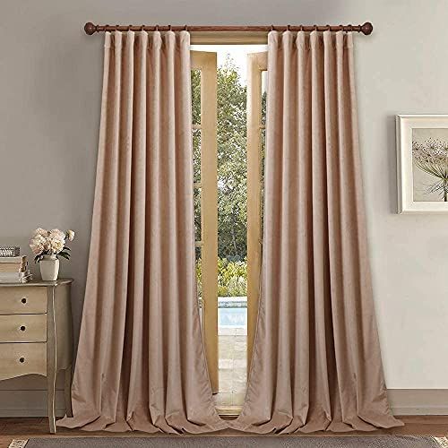 StangH Beige Blush Curtains Velvet - Home Decoration Back Tab Design Light Blocking Window Curtains, | Amazon (US)