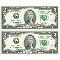 Uncut Sheet Of Connected 2 Dollar Bills Series 2013 Or 2017 Crisp Real Us Paper Money | Etsy (US)