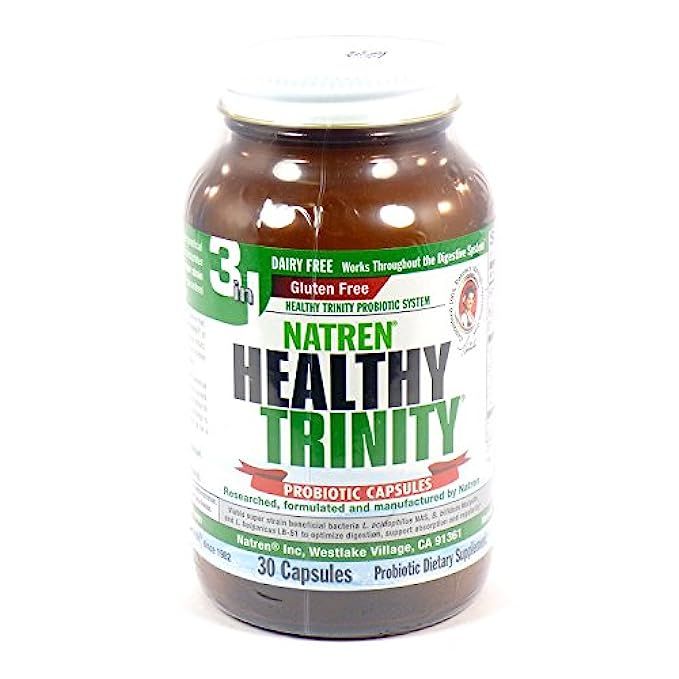 Bundle: 1 Healthy Trinity (Dairy-Free) by Natren - 30 Capsules Probiotics and 1 Pill Box with Cold S | Amazon (US)