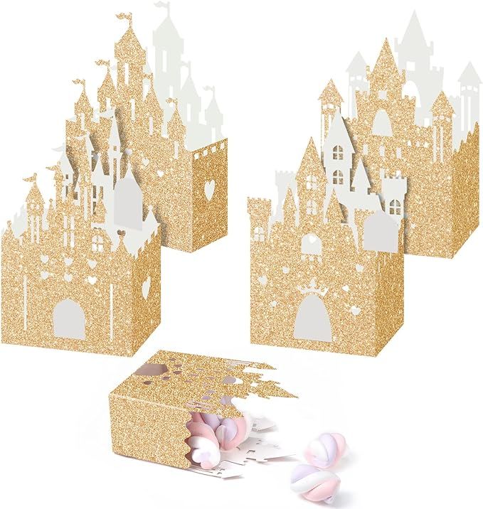 24 Pieces Princess Castle Boxes Princess Castle Candy Boxes Princess Castle Party Decorations Gli... | Amazon (US)