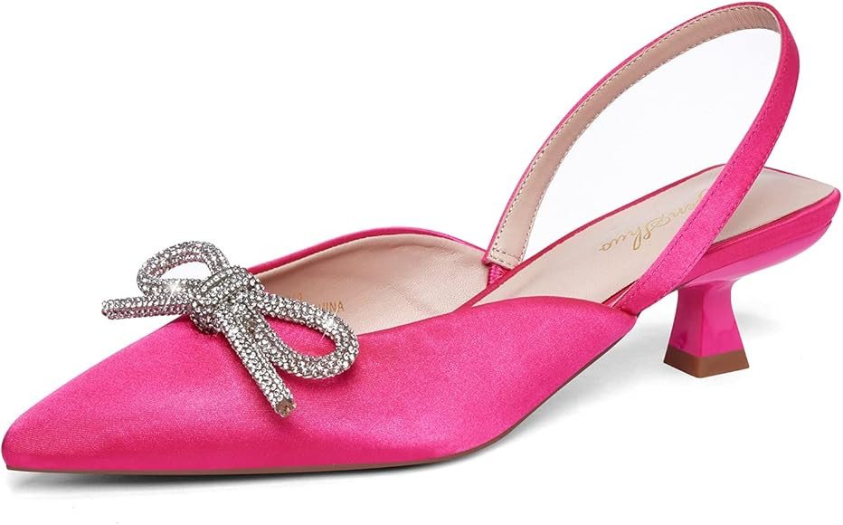 DELONIX REGIA Kitten Heel Pumps 5CM Elegant für Hochzeit, Abschlussball, Kleid mit Slingback & R... | Amazon (DE)