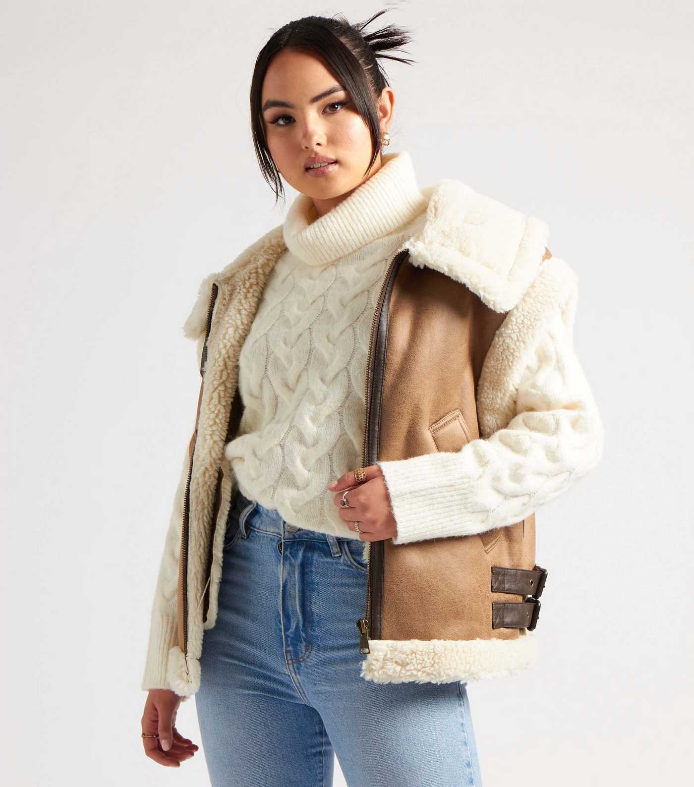 Urban Bliss Light Brown Aviator Gilet | New Look | New Look (UK)