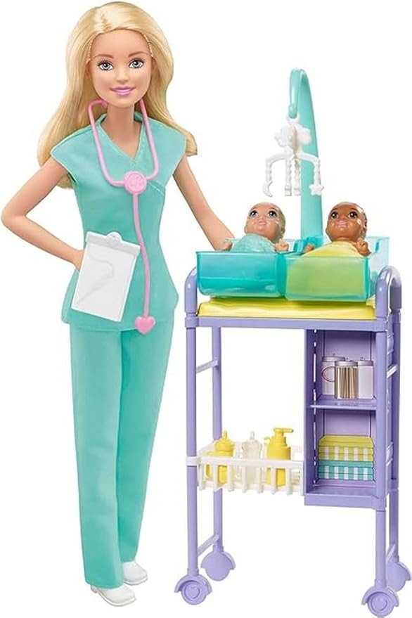 Barbie Careers Doll & Playset, Baby Doctor Theme with Blonde Fashion Doll, 2 Baby Dolls, Furnitur... | Amazon (US)