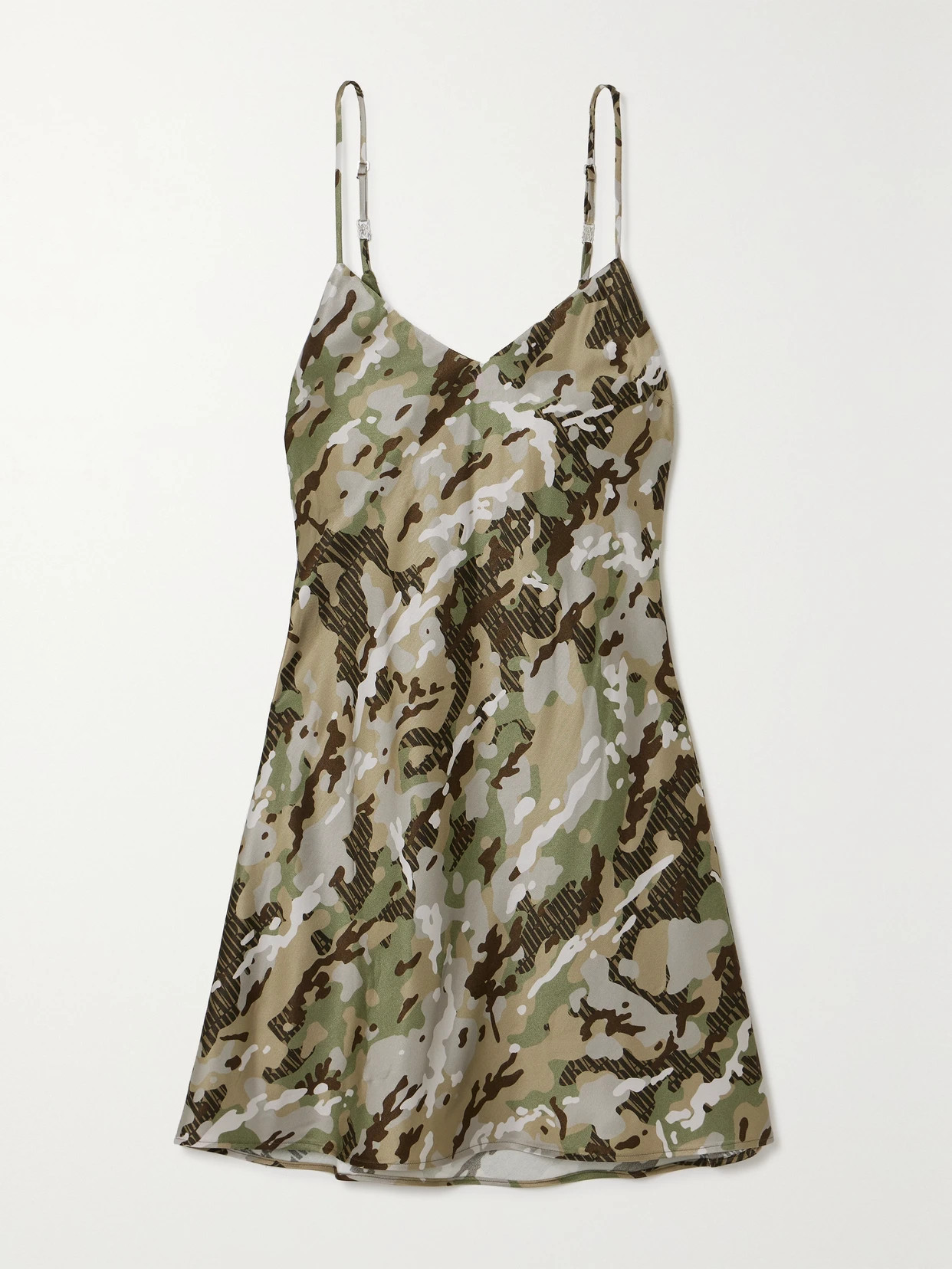 AMIRI - Camouflage-print Satin Mini Dress - Green | NET-A-PORTER (US)