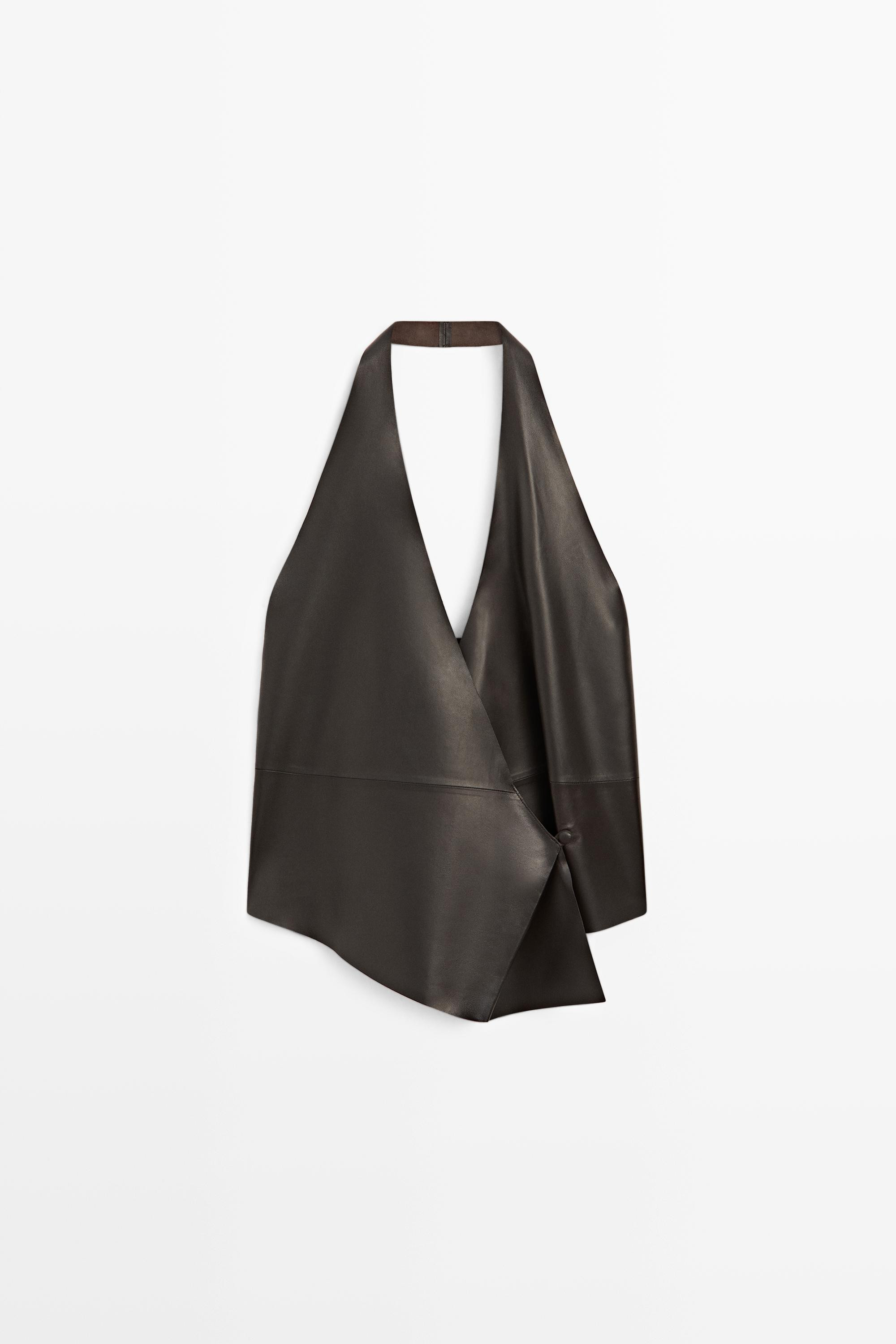 Nappa leather wrap top | Massimo Dutti US