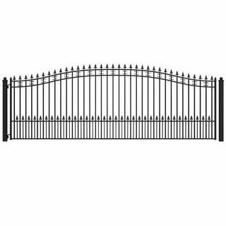 St. Louis 18 ft. x 6 ft. Black Steel Single Swing Driveway Fence Gate | The Home Depot