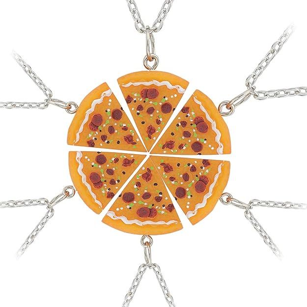 LUVI Fusicase 6pcs/lot Bling Silver Friend Friendship Couple Pizza Metal Necklace | Amazon (US)