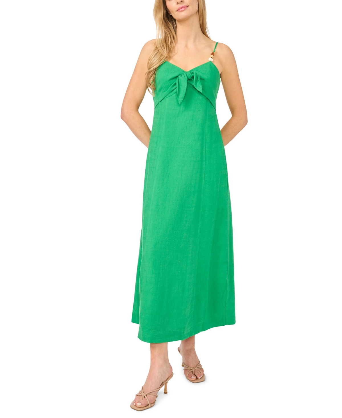 CeCe Women's Sleeveless V-Neck Tank Midi Dress - Vibrant Kelly | Macy's