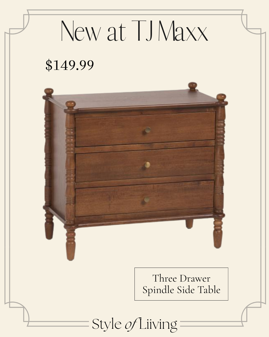 New at TJ Maxx! Three drawer spindle side table. #marshalls #tjmaxx #sidetable #furniture 

 #LTKSeasonal #LTKHome #LTKSaleAlert