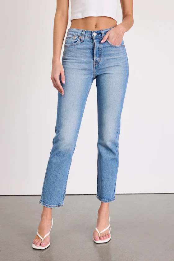 Wedgie Straight Light Blue Cropped High-Rise Jeans | Lulus
