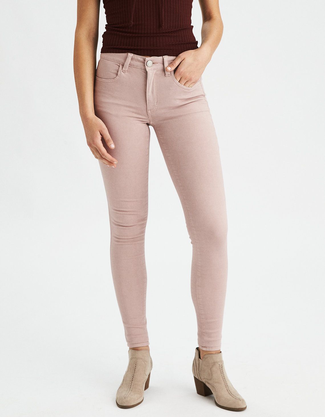 AE Denim X High-Waisted Jegging, Mauve | American Eagle Outfitters (US & CA)