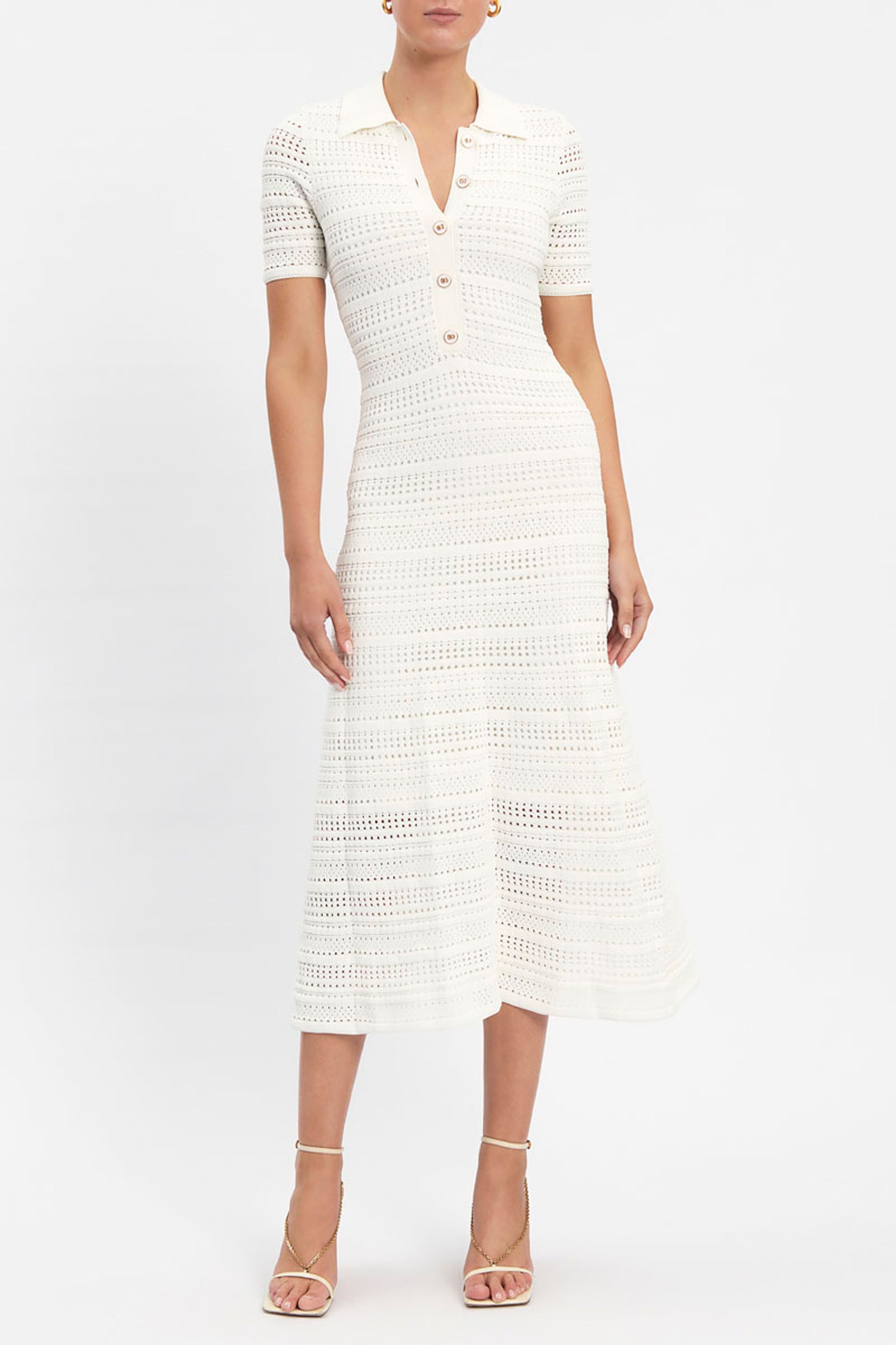Magnolia Knit Midi Dress White | Rebecca Vallance (AU)