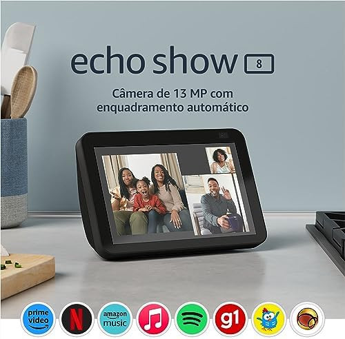 Echo Show 8 (2ª Geração): Tela Inteligente HD de 8" com Alexa e câmera de 13 MP - Cor Preta | Amazon (BR)