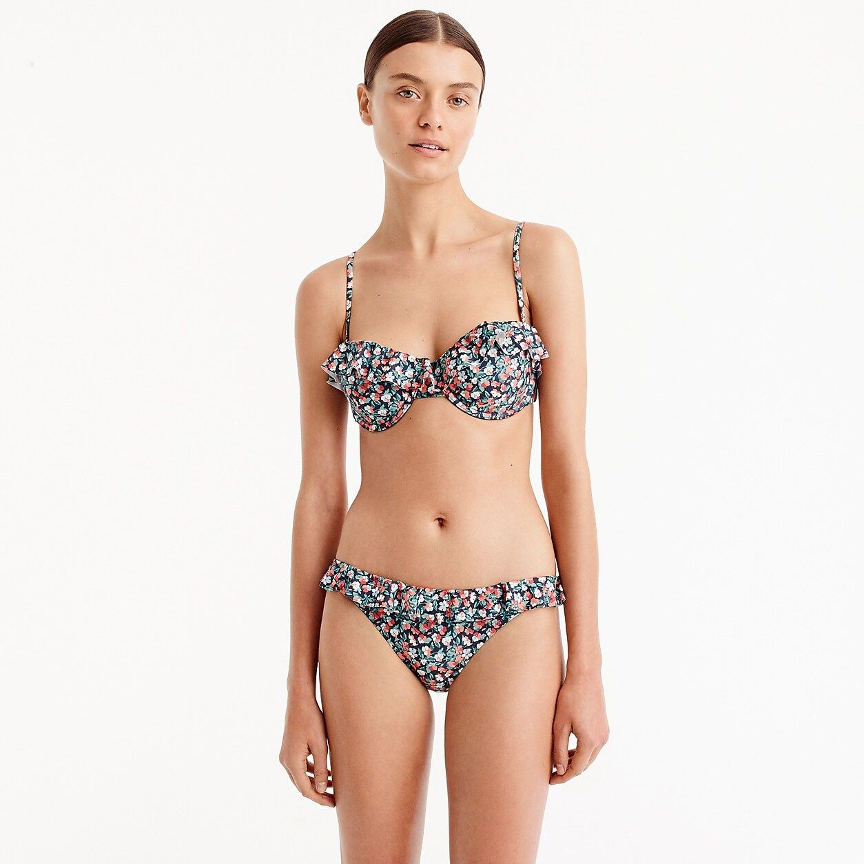 Ruffle underwire bikini top in  Sarah floral | J.Crew US