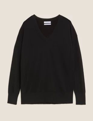 Pure Merino Wool V-Neck Relaxed Jumper | Marks & Spencer (UK)