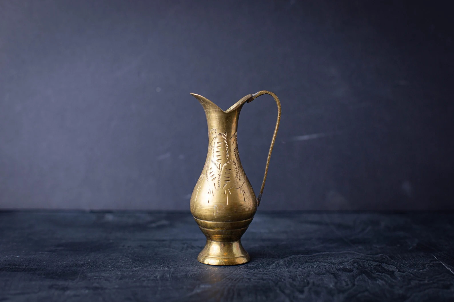 Vintage Etched Brass Pitcher // Boho Home Decor India | Etsy (US)