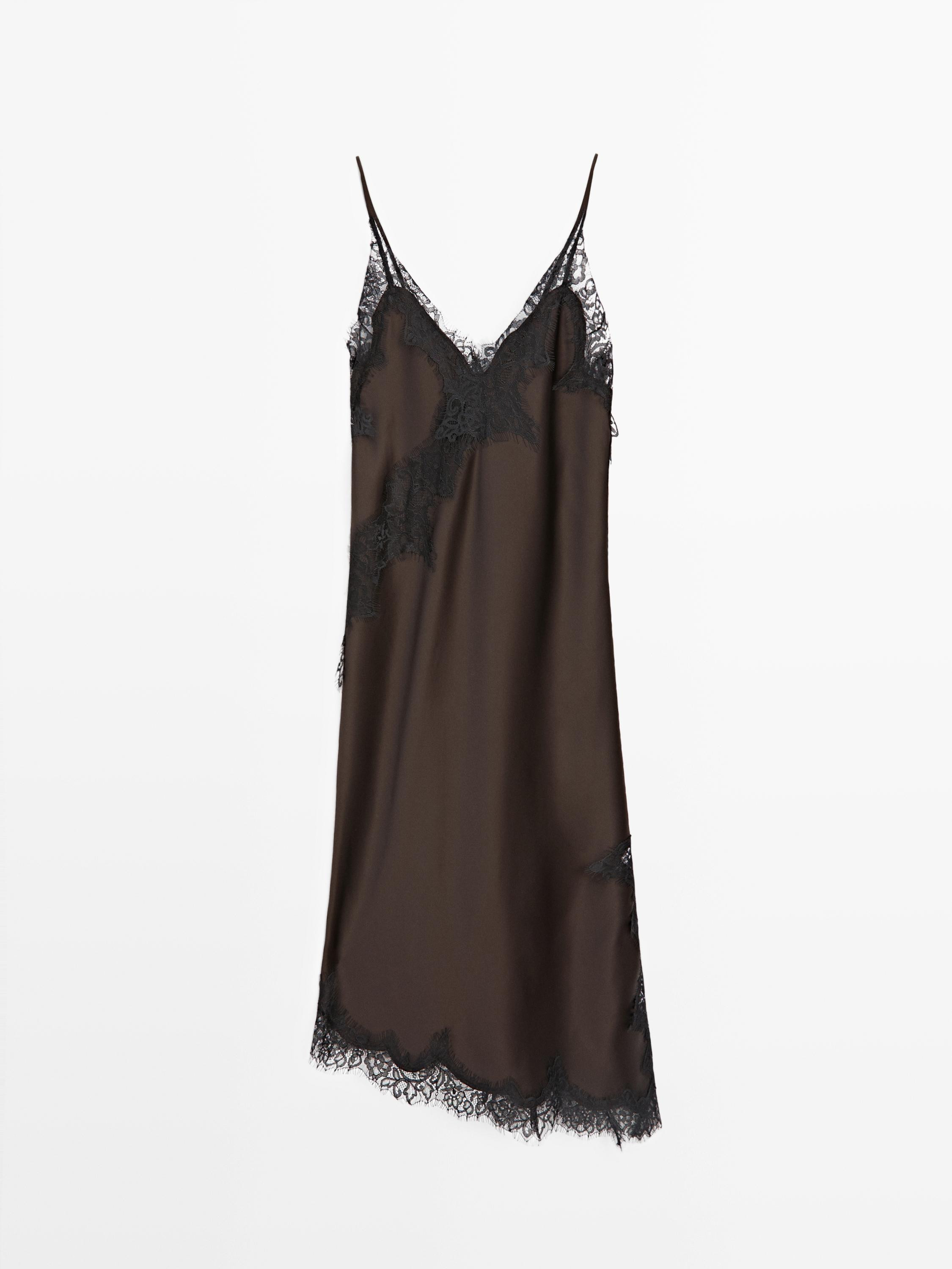 Camisole dress with lace detail | Massimo Dutti UK