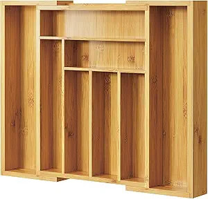 Pipishell Bamboo Silverware Organizer, Expandable Cutlery Tray, Utensil Drawer Organizer in Kitch... | Amazon (US)