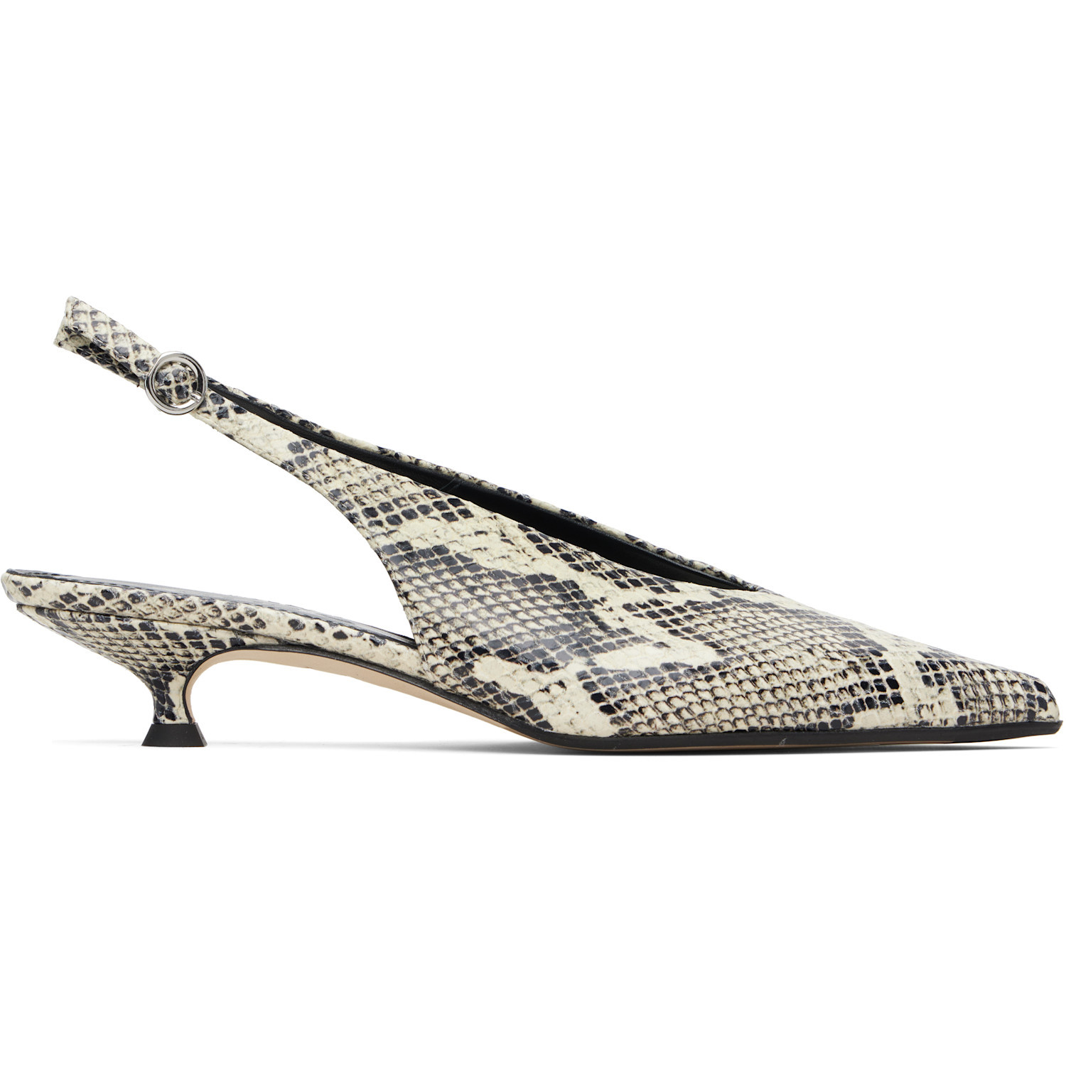 Aeyde Off-White & Black Camila Heels | SSENSE
