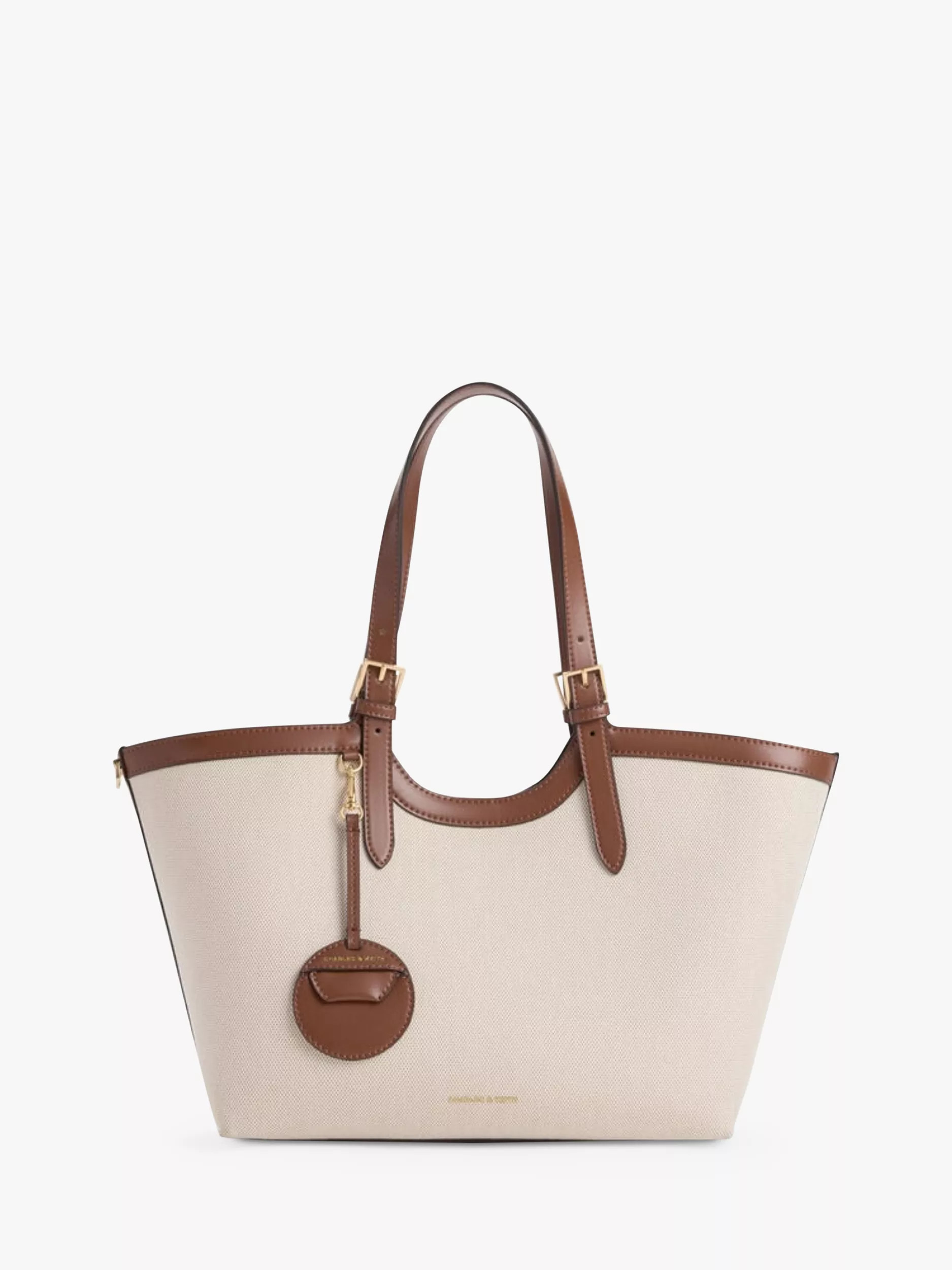 CHARLES & KEITH Enola Tote Bag, Chocolate Canvas | John Lewis (UK)