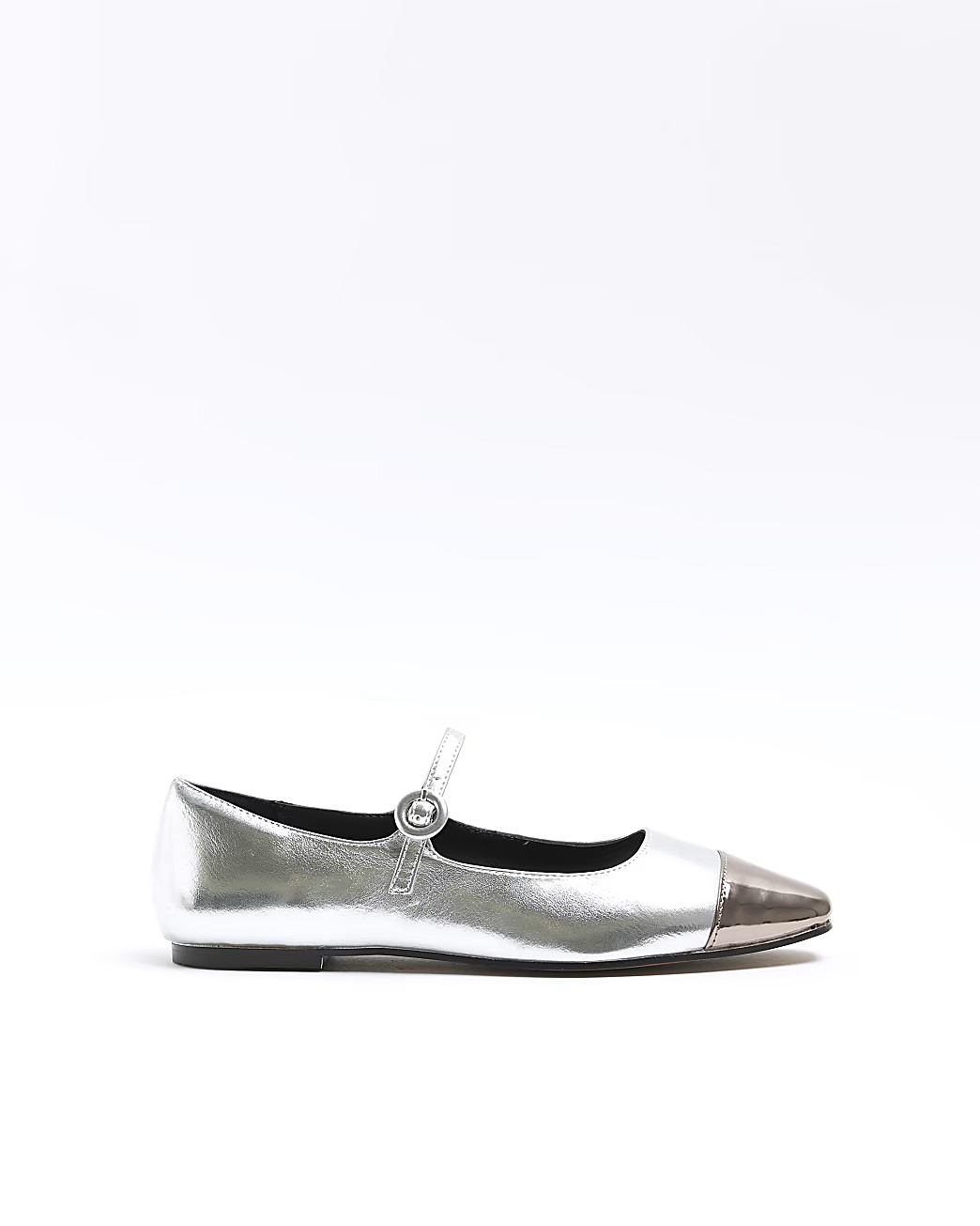 Silver flat ballet shoes | River Island (US)